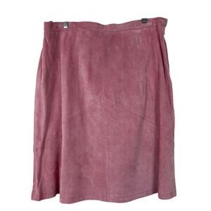 Vintage New Terry Lewis Pink Suede Leather Skirt 20 Western Cowgirl Rodeo